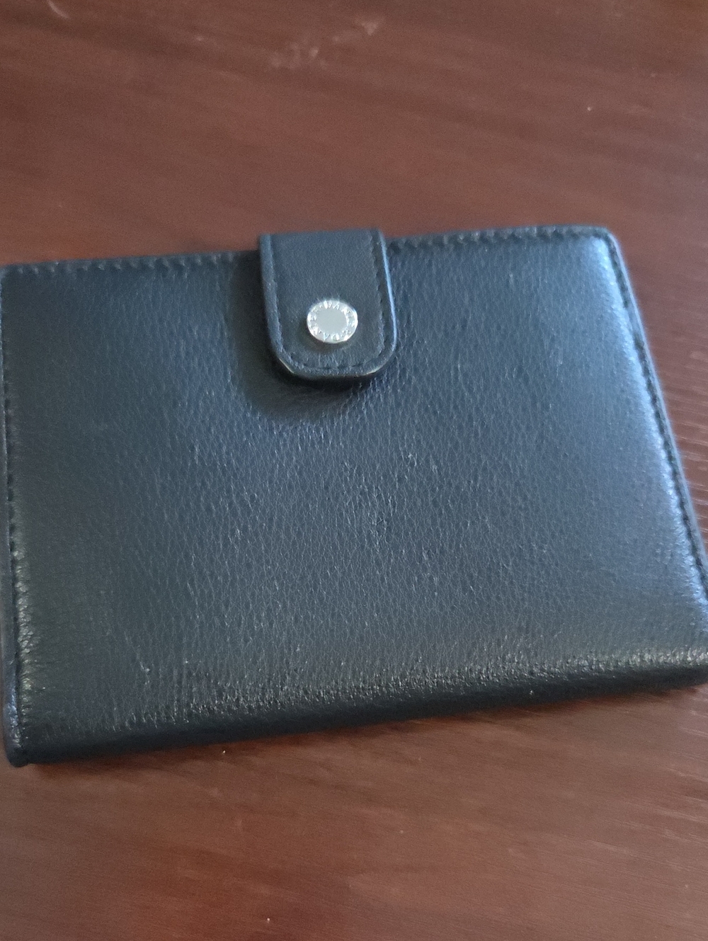 Danier Passport Holder Black Leather Wallet with Snap Closure
